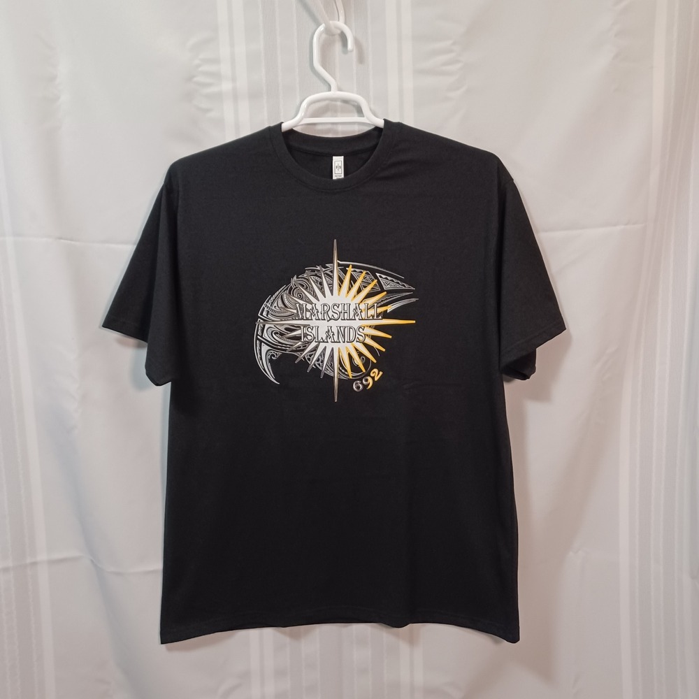 Factory Nine T-Shirt Mens XL Black Marshall Islands 692 Graphic Tribal Sun 7160R